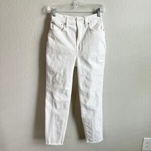 Madewell the Mom Jean Women's 24 White High Rise Cropped Tapered Leg Stretch